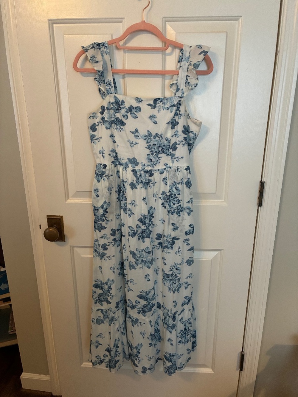 Blue floral cotton midi sundress